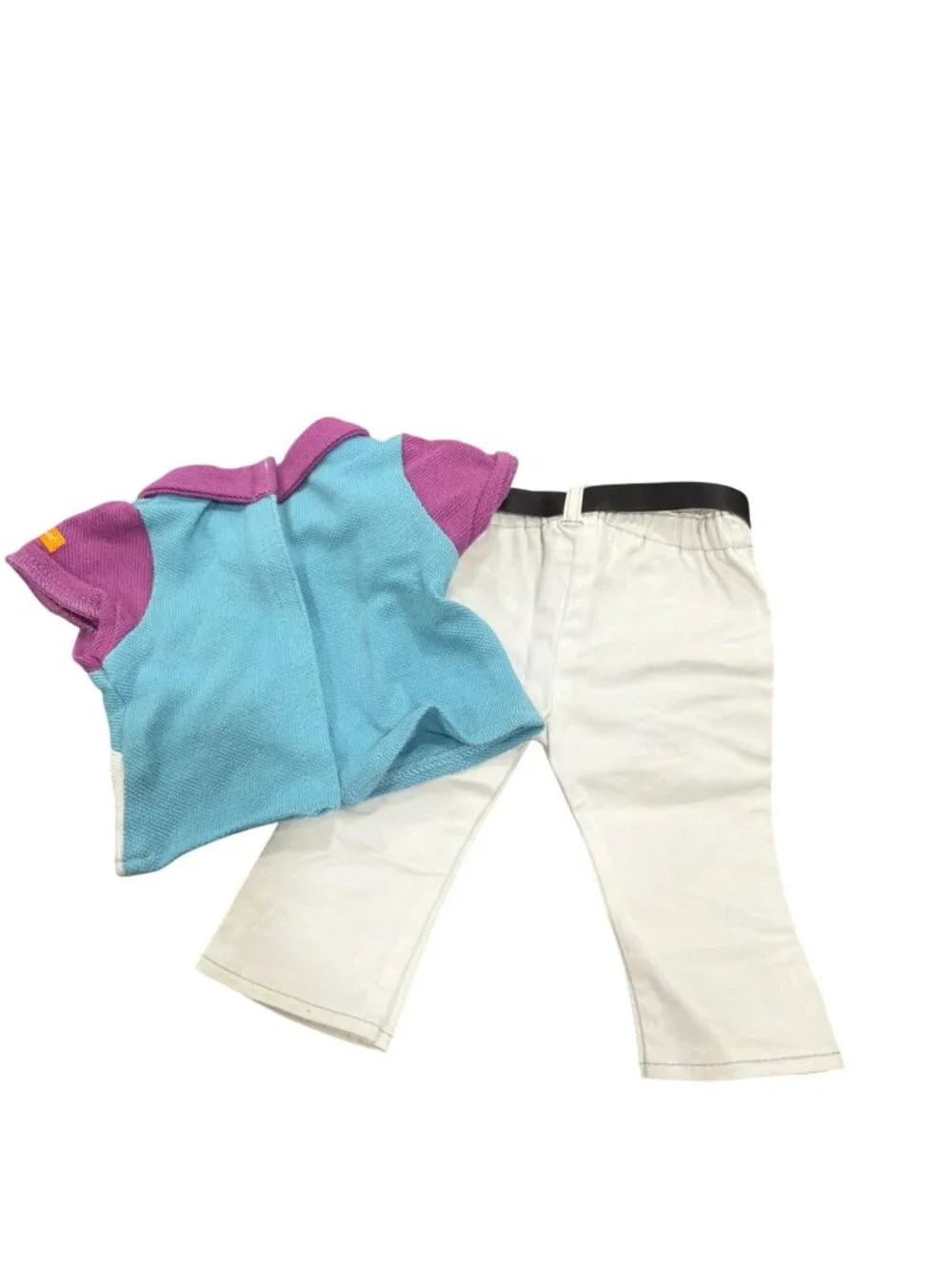 American Girl Doll Sport RidingOutfit Polo Shirt & White Pants With Belt Set